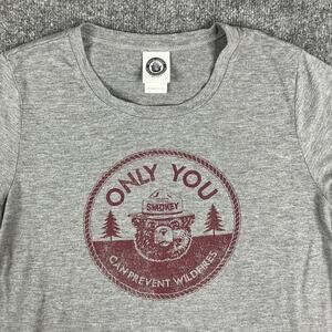Jerry Leigh T-Shirt Womens XL Gray Smokey Bear Graphic Campfire Forest Tee